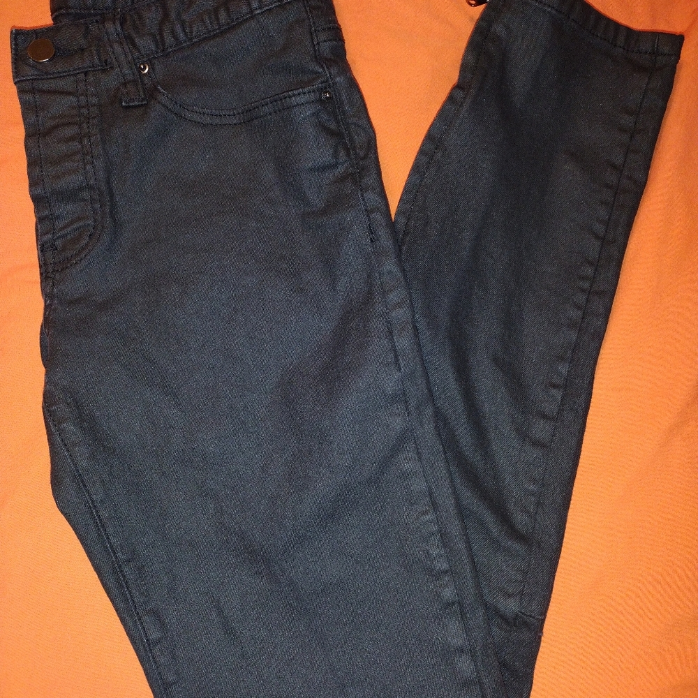 Mnml black waxed jeans